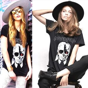 Stylestalker Karl Lagerfeld T-Shirt Skull Skeleton Cyborg Tee Shirt Top Black S